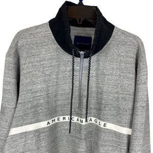 Men's American Eagle Zipper Cowl Neck Sweatshirt XL Grey/black